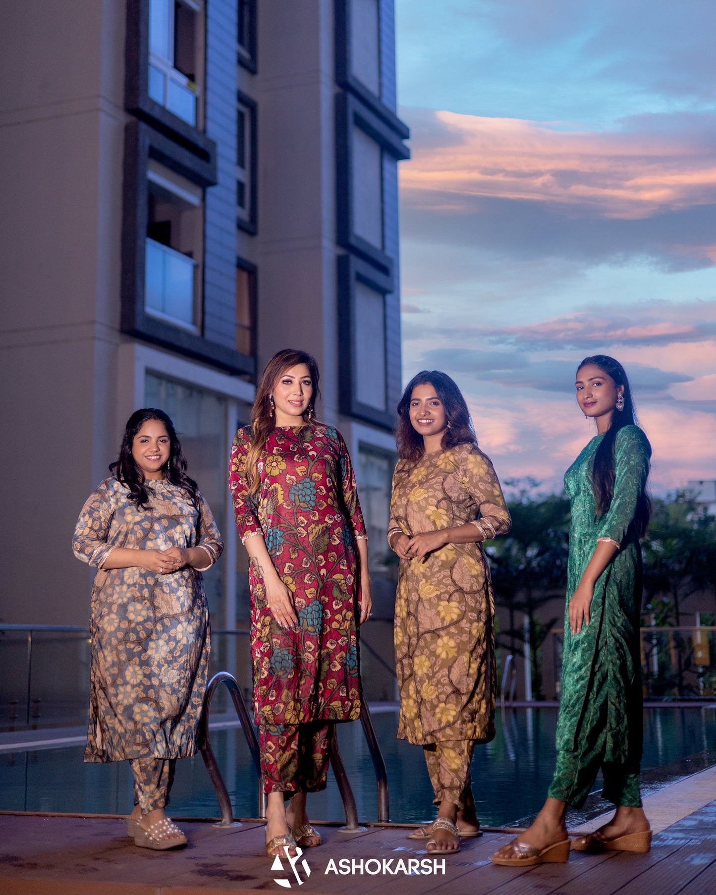 Velvet Co-ords Dark Green kalamkari