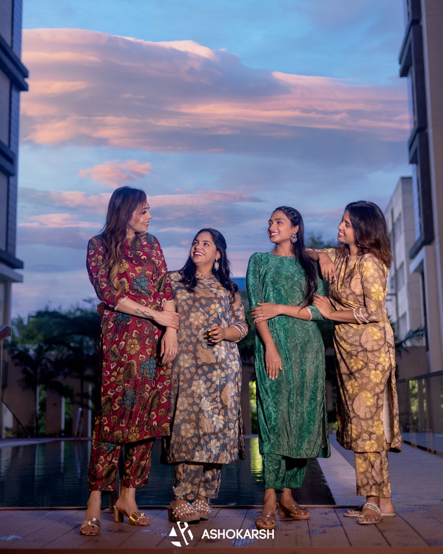 Velvet co-ords Olive green Kalamkari